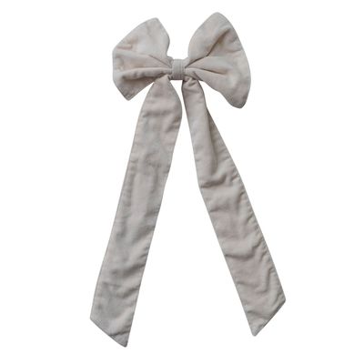 21" White  Velvet Clip-on Bow