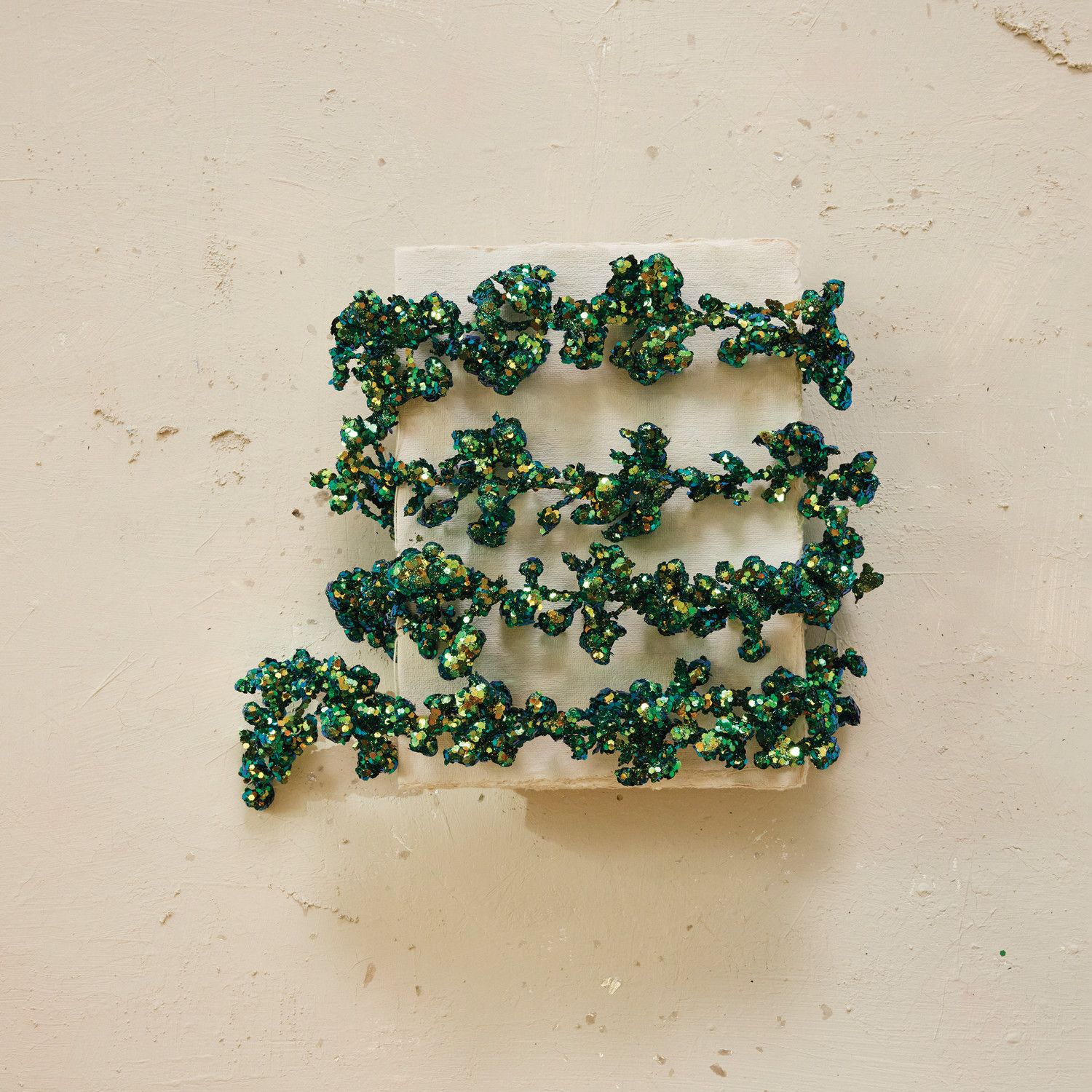 72"L Foam &amp; Glitter Ball Garland, Iridescent Finish, Green