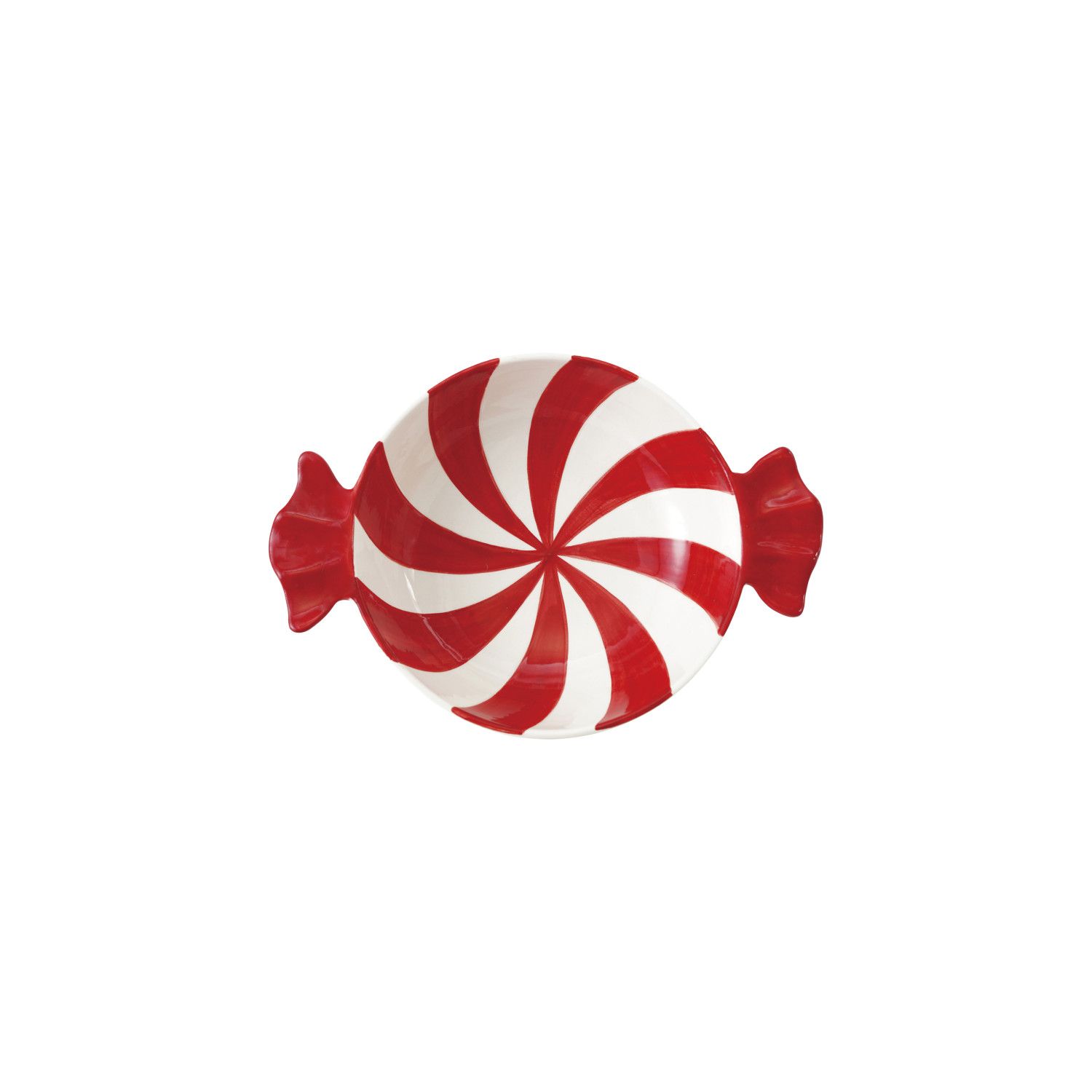 Ceramic Candy Shaped Bowl, Red &amp; White