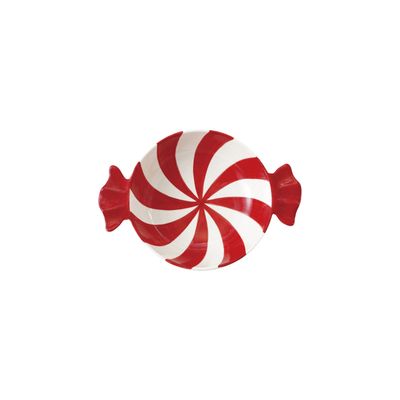 Ceramic Candy Shaped Bowl, Red &amp; White