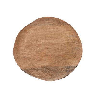 Hand-Carved Mango Wood Organic Shaped Platter, Natural