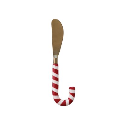 Stainless Steel Spreader with Resin Candy Cane Shaped Handle, Red