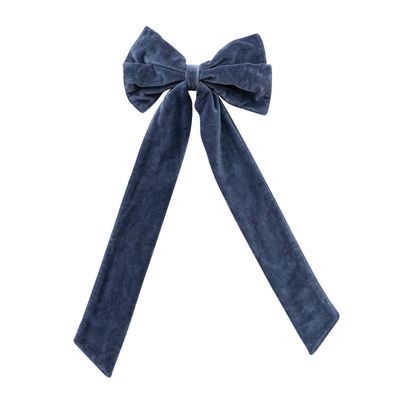 21" Navy  Velvet Clip-on Bow