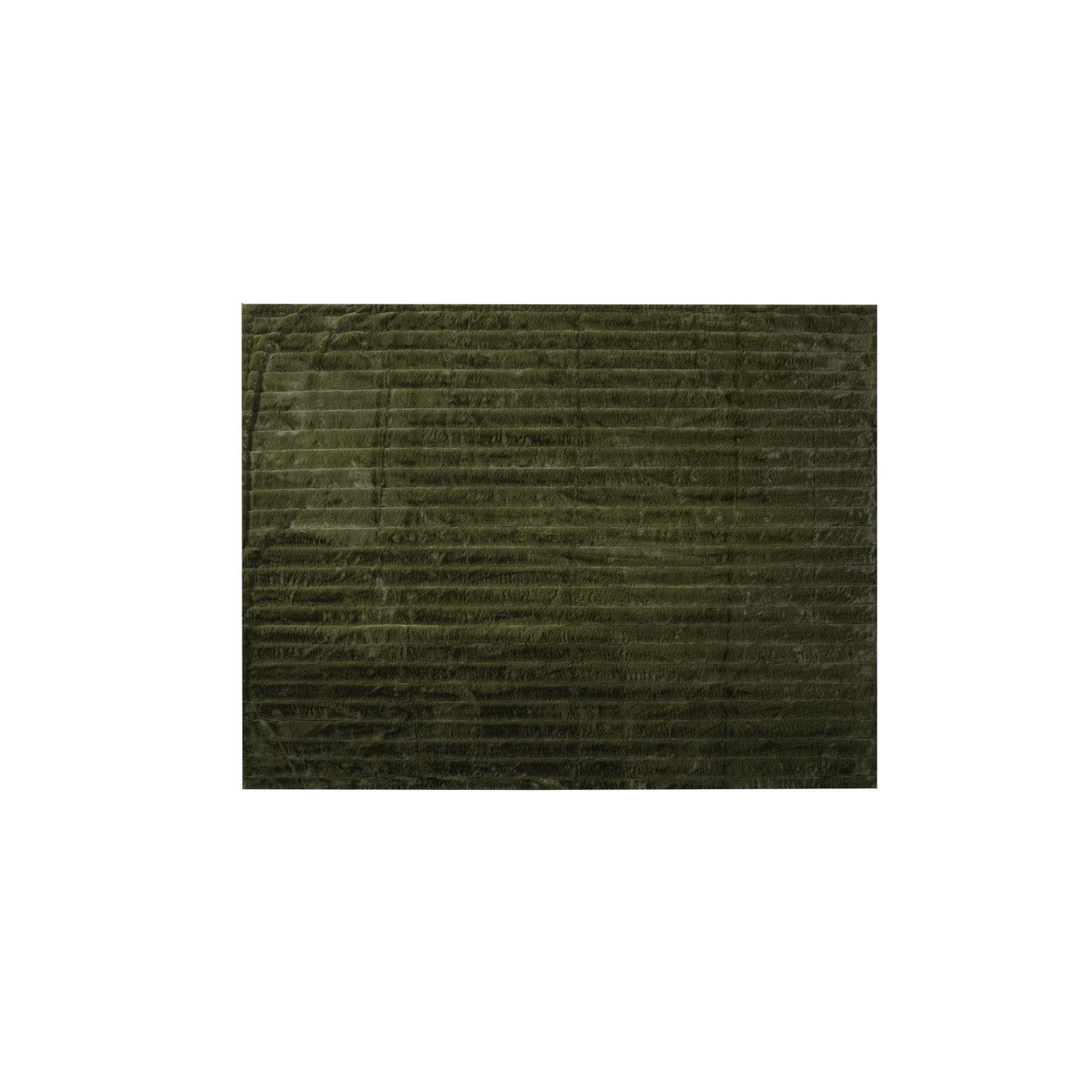 Faux Fur Ribbed Throw with Velvet Back, Green