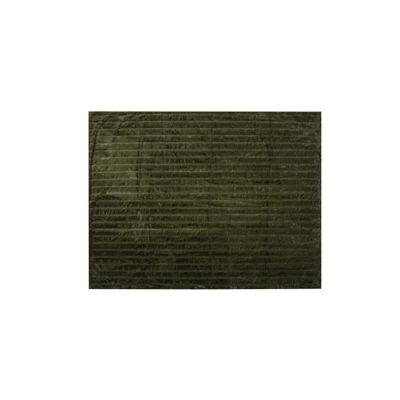 Faux Fur Ribbed Throw with Velvet Back, Green