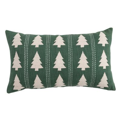 Lumbar Pillow with Trees Pattern, Embroidery &amp; Stitching