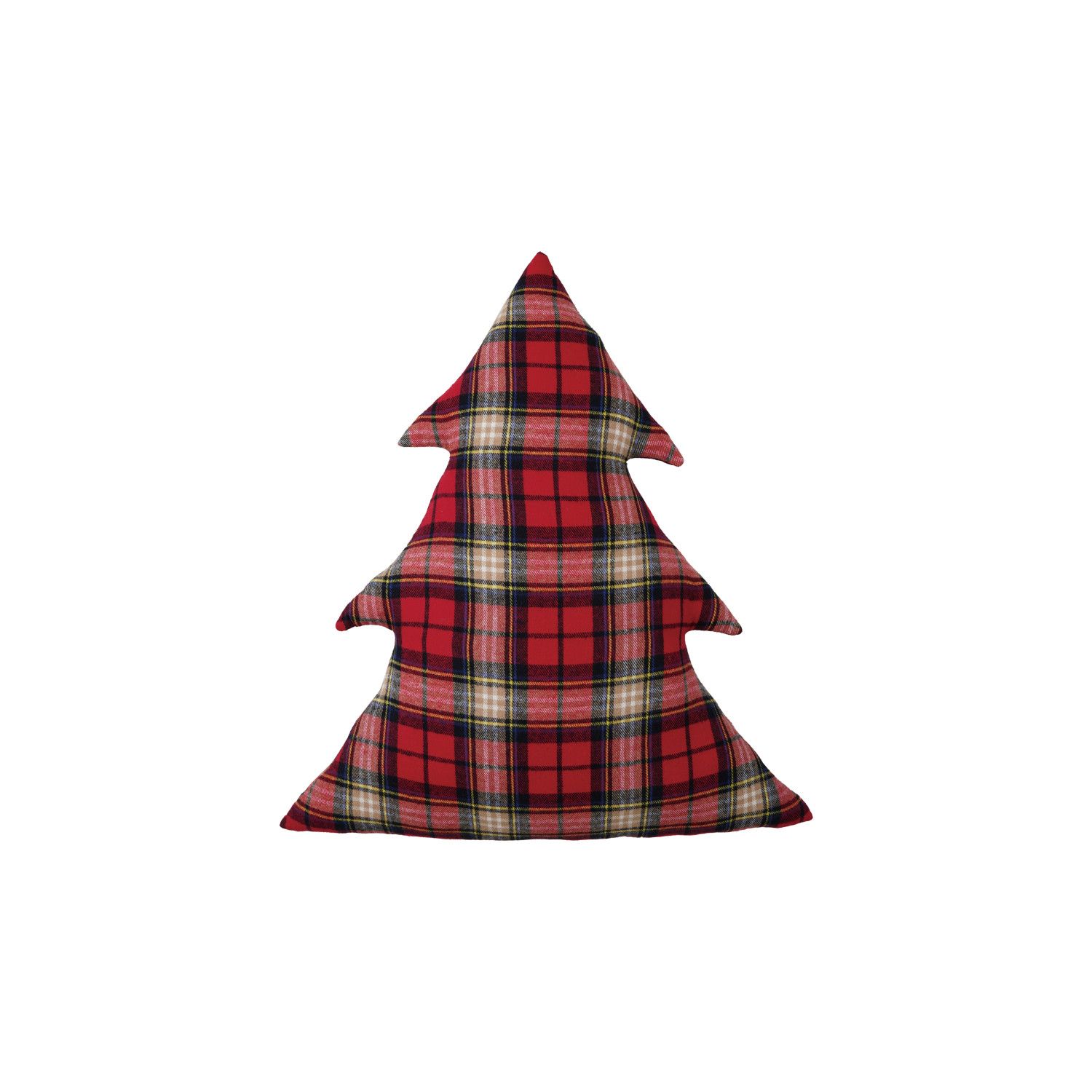 Fabric Flannel Tree Shaped Pillow with Plaid Pattern