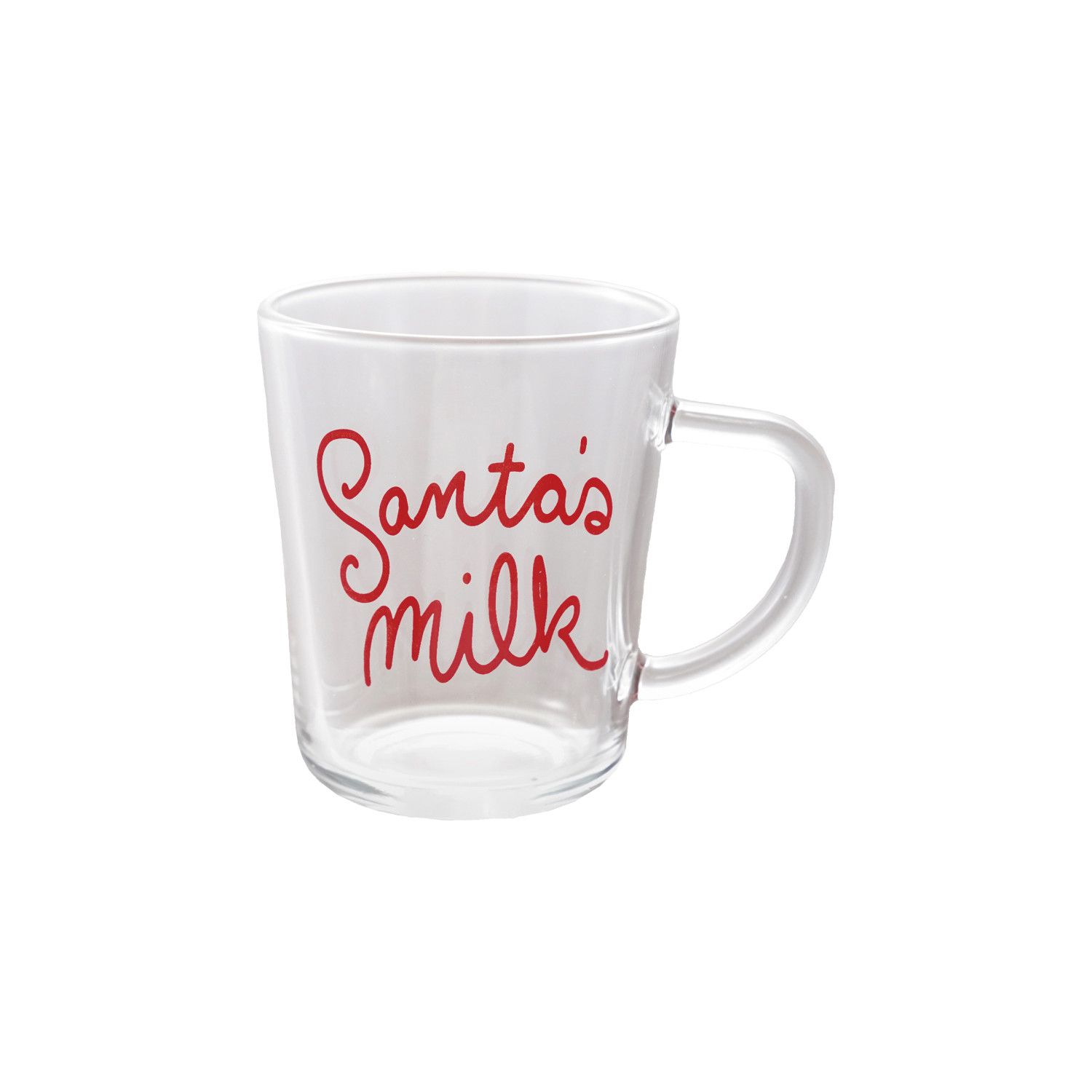 12 oz. Glass Mug "Santa's Milk", Red