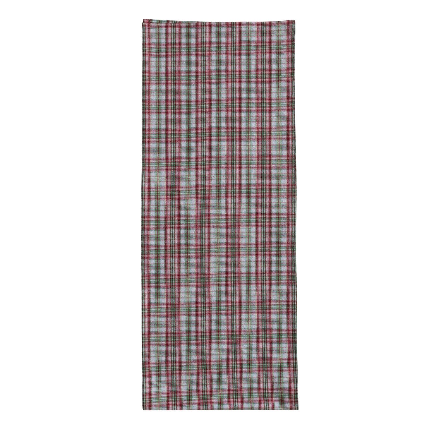 108"L x 14"W Woven Cotton Table Runner with Plaid Pattern