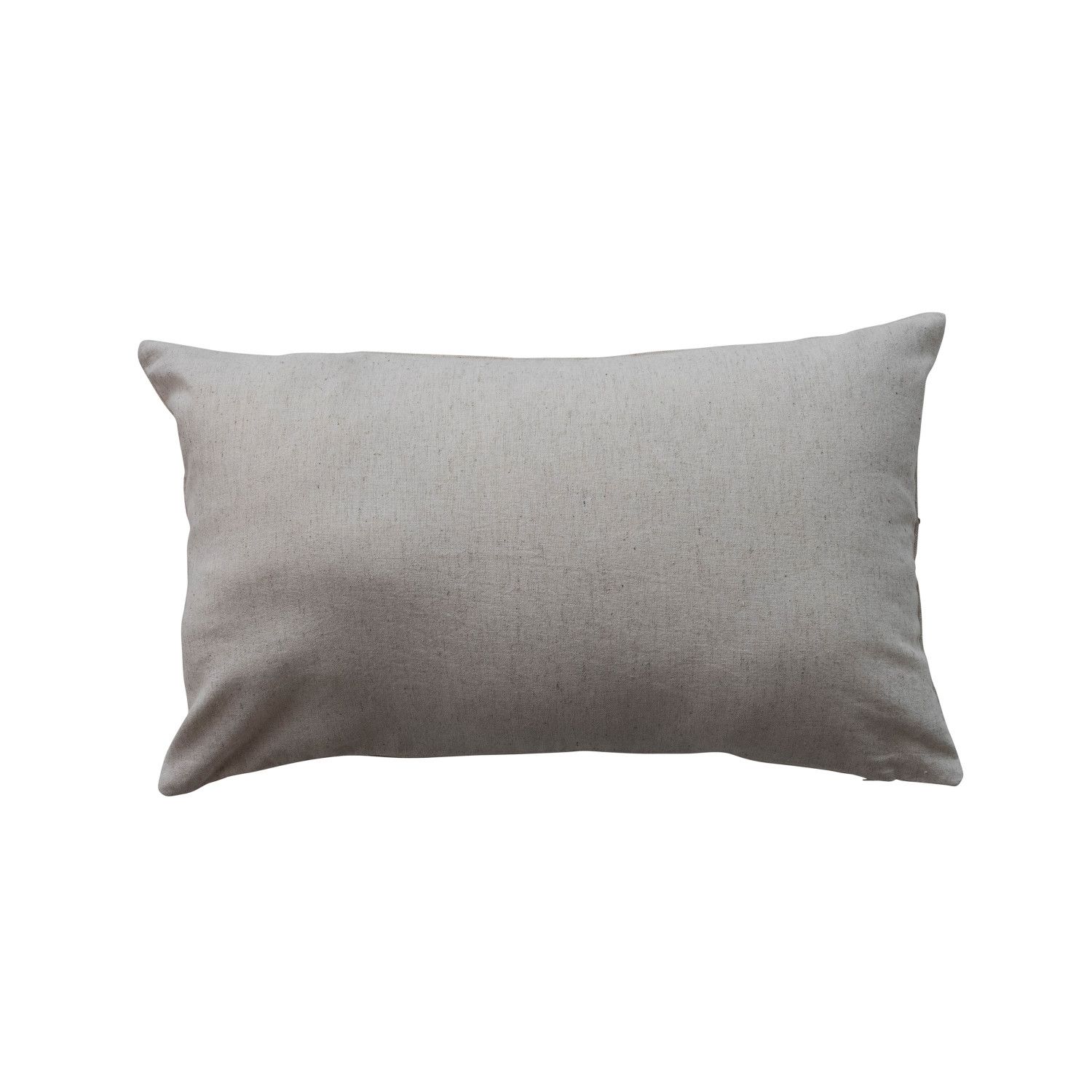 Cotton &amp; Linen Lumbar Pillow with Embroidered "Merry Christmas", Natural &amp; Copper Color
