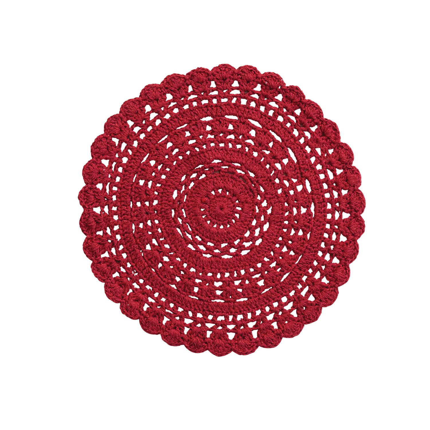 Cotton Crocheted Placemat, Red