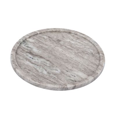 10" Round Marble Tray with Natural Gray Finish