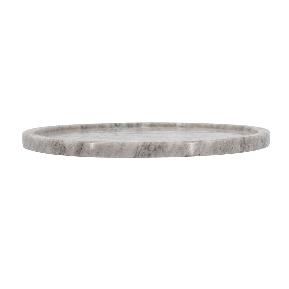 10" Round Marble Tray with Natural Gray Finish