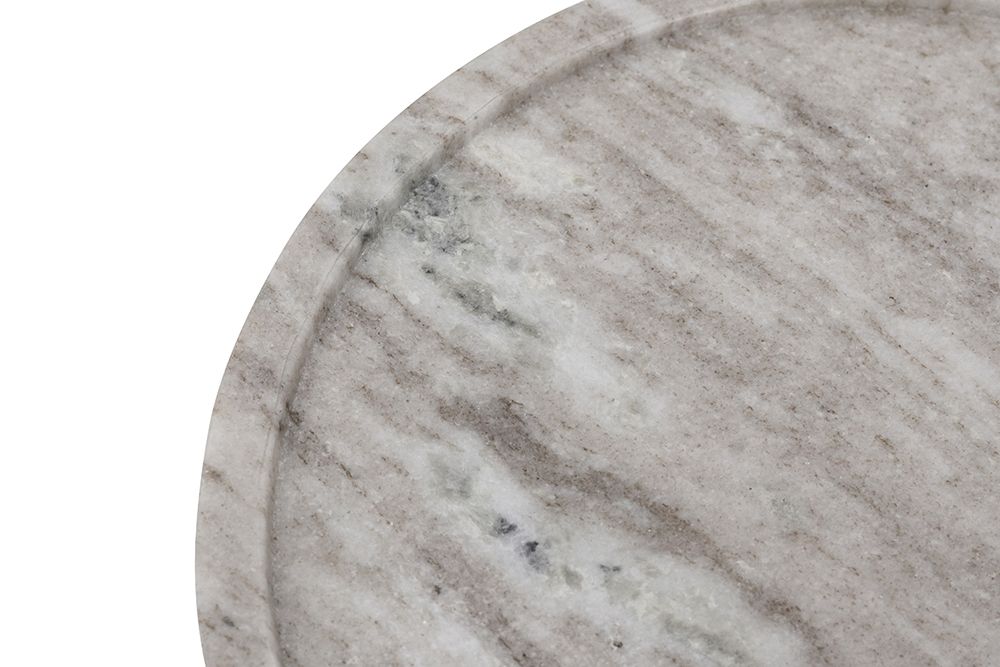 10" Round Marble Tray with Natural Gray Finish
