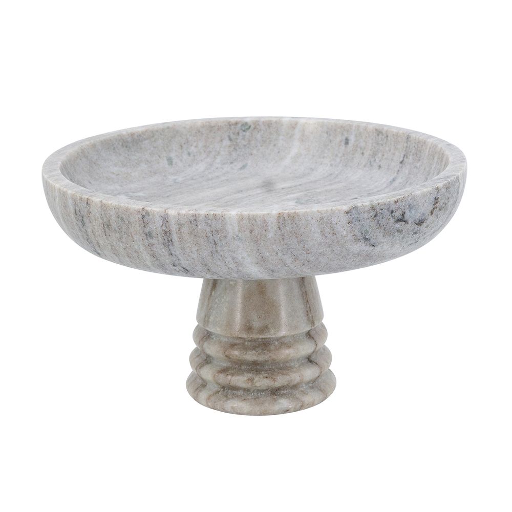 6" Marble Pedestal Bowl With Natural Gray Finish