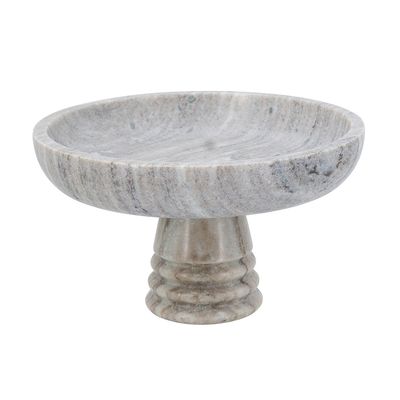 6" Marble Pedestal Bowl With Natural Gray Finish