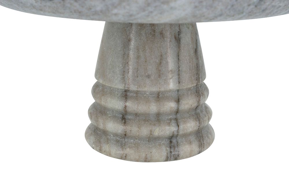 6" Marble Pedestal Bowl With Natural Gray Finish