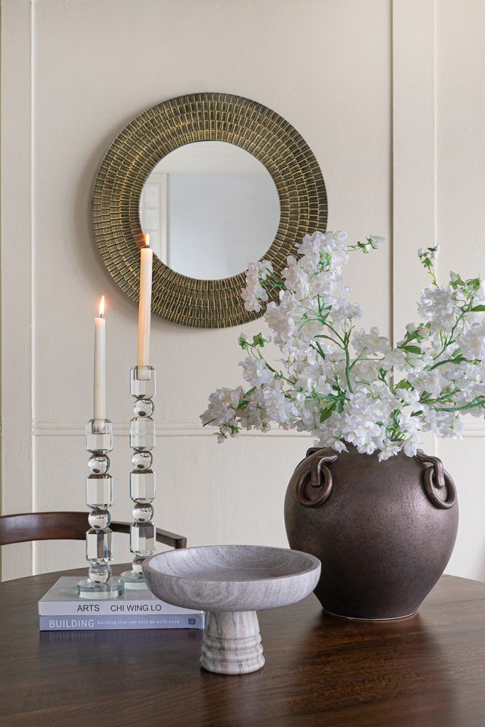 6" Marble Pedestal Bowl With Natural Gray Finish