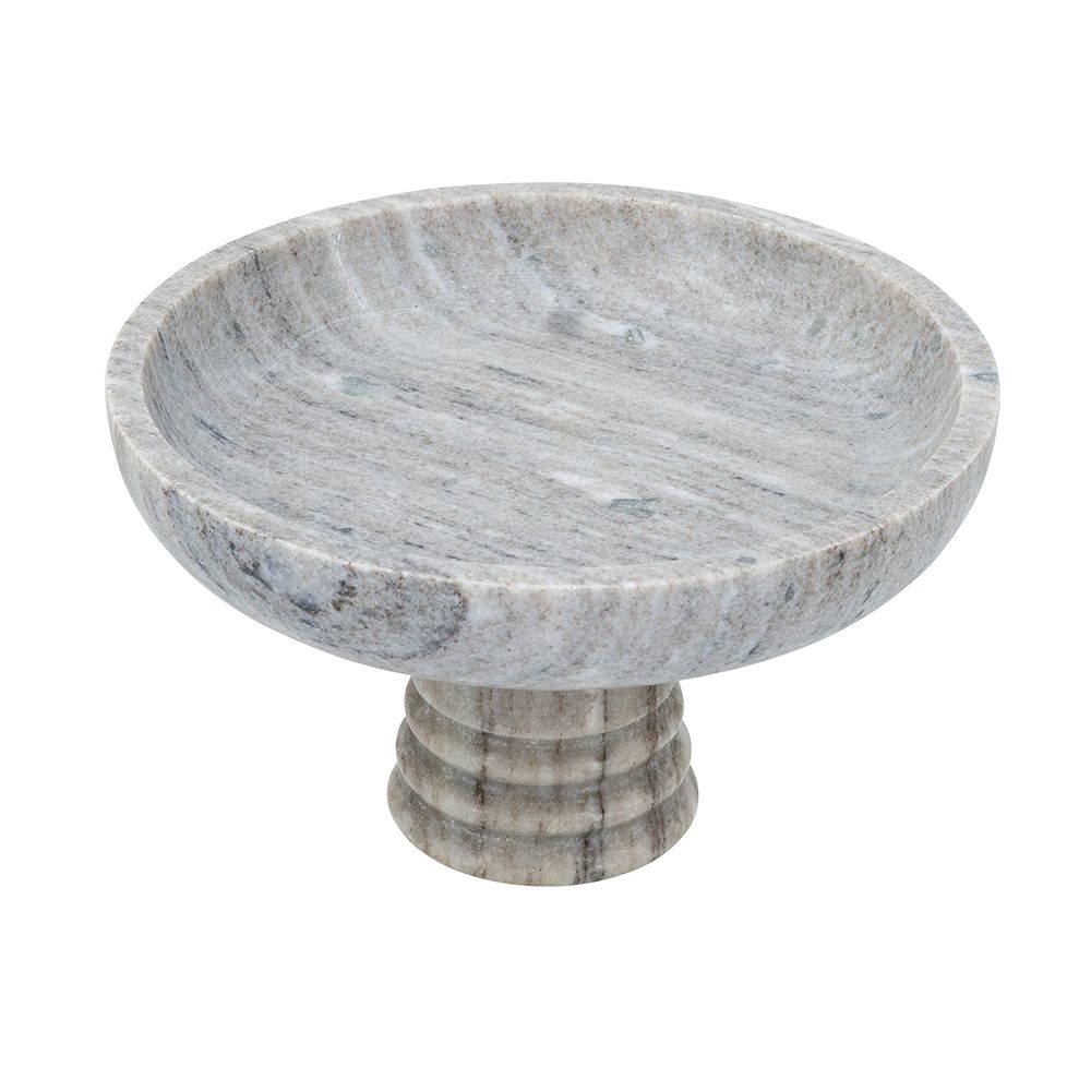 6" Marble Pedestal Bowl With Natural Gray Finish