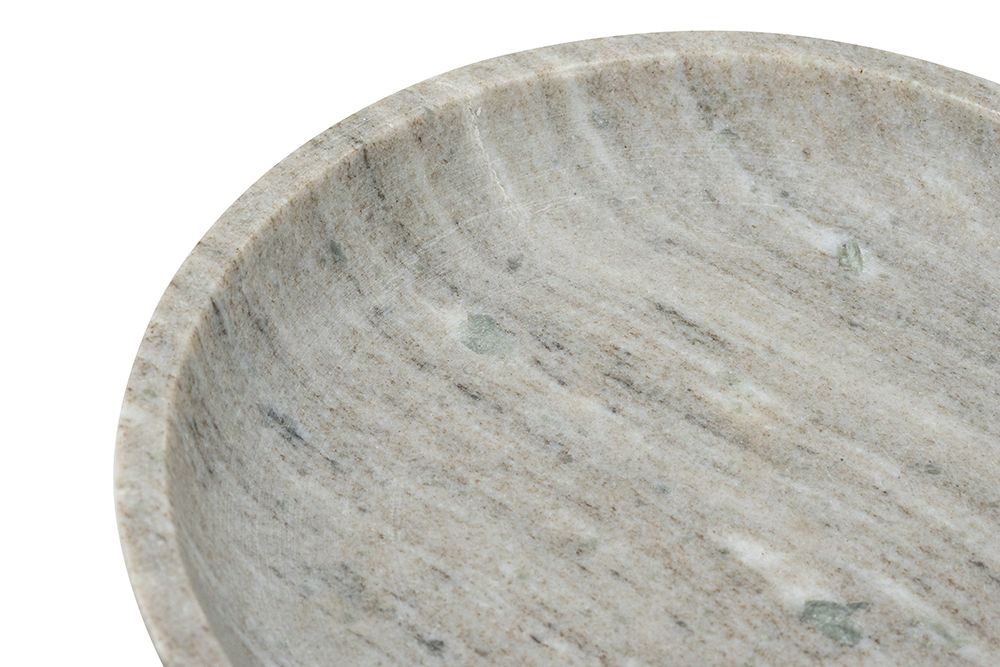 6" Marble Pedestal Bowl With Natural Gray Finish