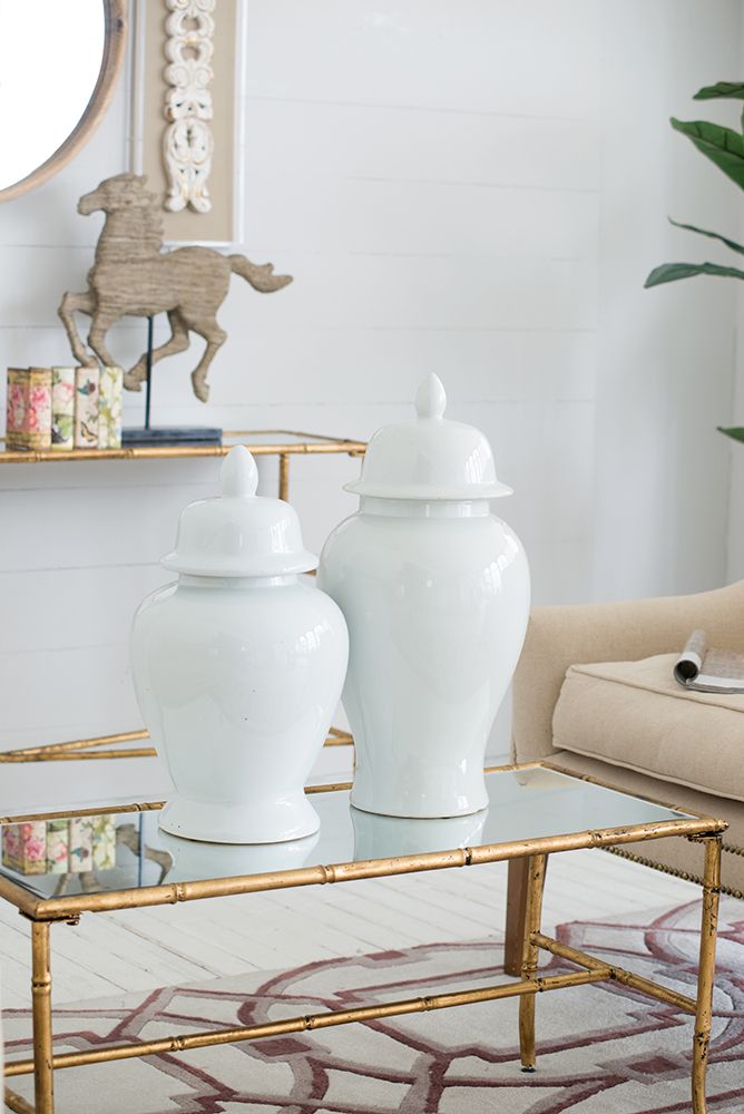 17" White Seaford Ginger Jar