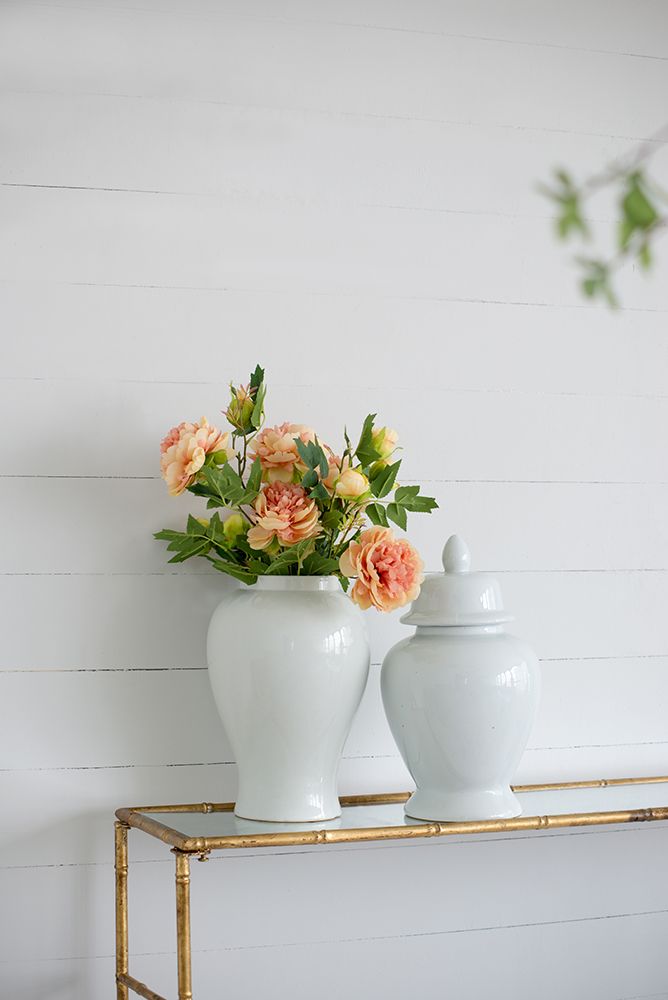 17" White Seaford Ginger Jar
