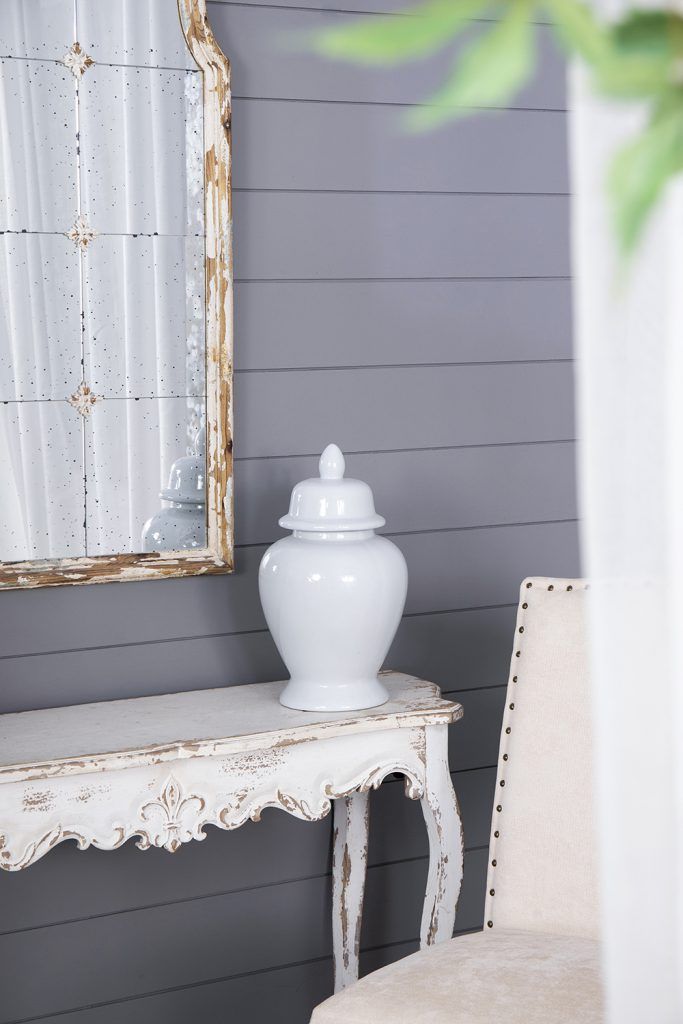17" White Seaford Ginger Jar
