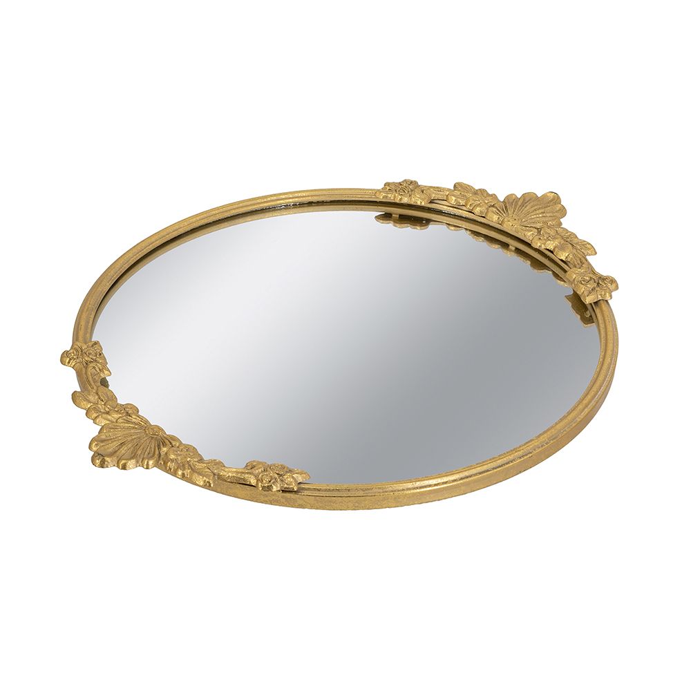 19x16" Mirror Tray w/ Gold Iron Frame
