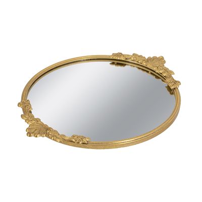 19x16" Mirror Tray w/ Gold Iron Frame