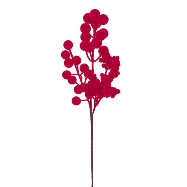 17in. FLOCKED BERRY PICK RED