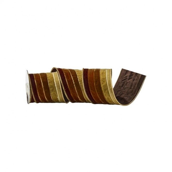 4"X5Y BROWN VELVET OMBRE' STRIPE RIBBON