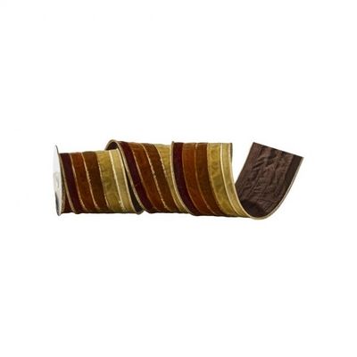4"X5Y BROWN VELVET OMBRE' STRIPE RIBBON