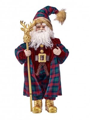20" GENTLEMAN SANTA W/DEER STAFF
