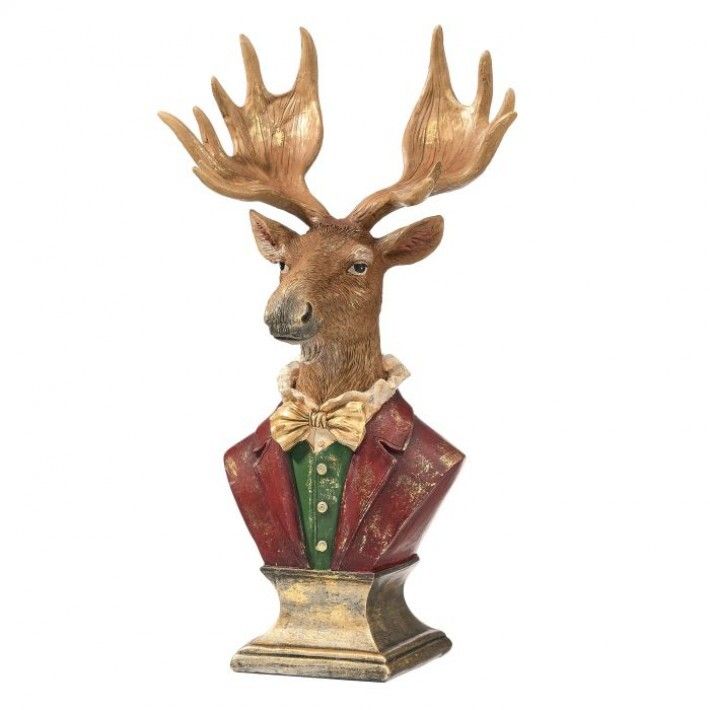 14" DEER BUST ON PEDESTAL
