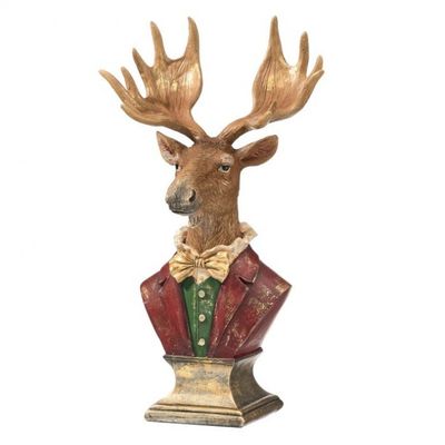 14" DEER BUST ON PEDESTAL