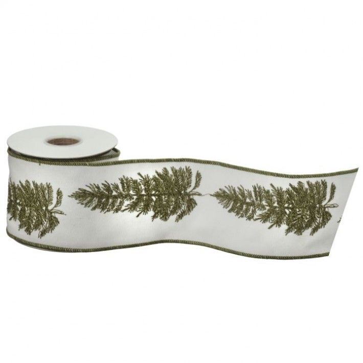 4"X5Y IVORY TREE EMBROIDERED RIBBON