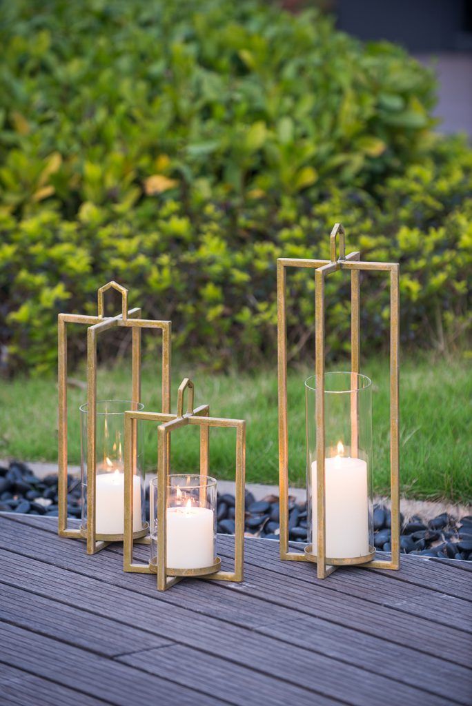 SET OF 3 Open Face Gold Lantern