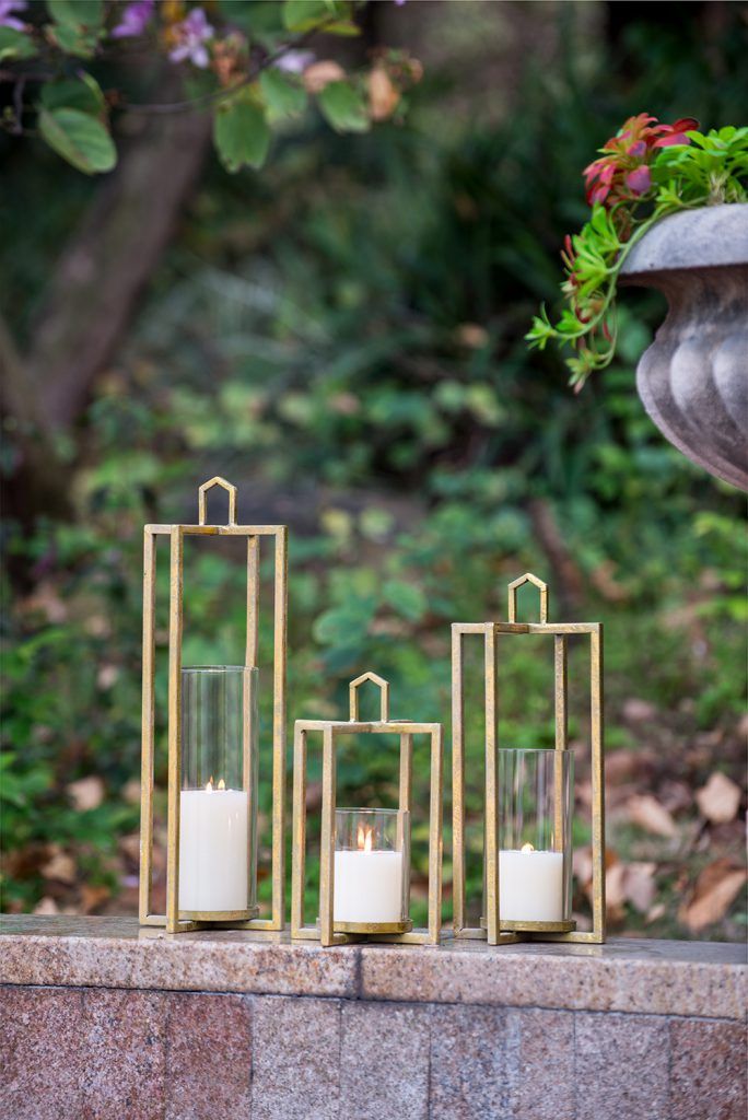 SET OF 3 Open Face Gold Lantern