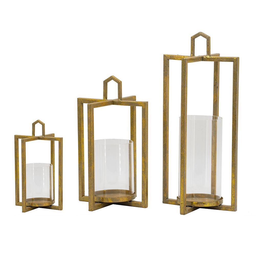 SET OF 3 Open Face Gold Lantern