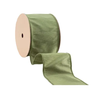 4"X10YD MOSS GREEN DUPIONI RIBBON