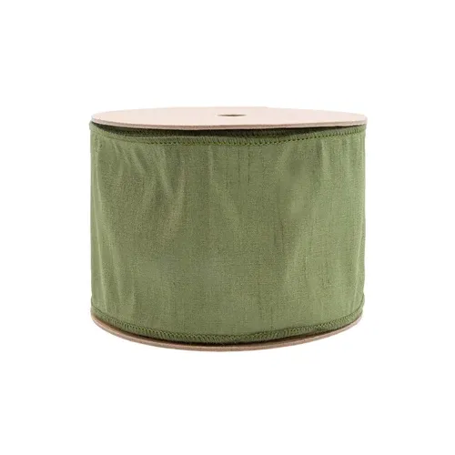 4"X10YD MOSS GREEN DUPIONI RIBBON