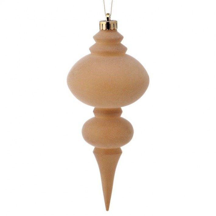 10" FLOCKED CREAM FINIAL ORNAMENT, EACH