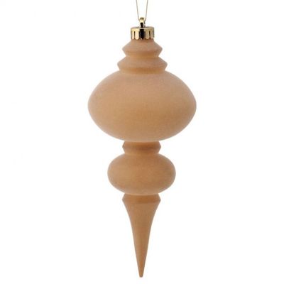10" FLOCKED CREAM FINIAL ORNAMENT, EACH