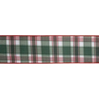 4"x10yd WIRED RED/GREEN PLAID RIBBON
