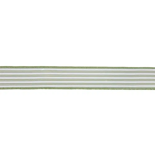 1.5"X10YD WIRED GREEN/WHITE STRIPE RIBBON - Non Wired