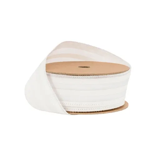 1.5"X10YD WHITE STRIPE GLITTERED RIBBON