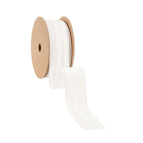 1.5"X10YD WHITE STRIPE GLITTERED RIBBON