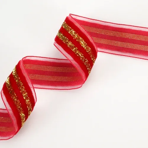 7/8"X10YD RED/GOLD METALLIC STRIPED RIBBON