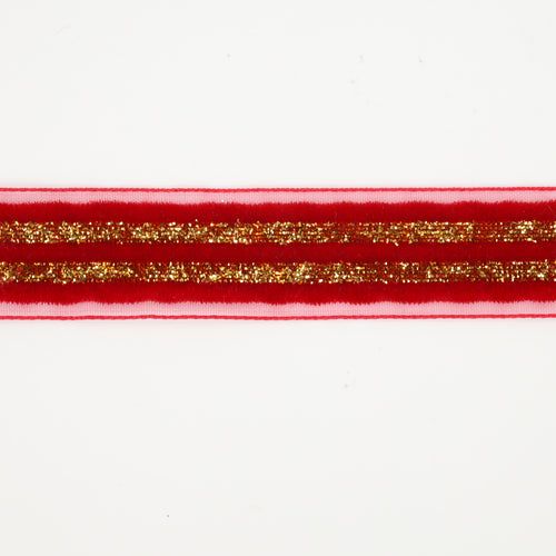 7/8"X10YD RED/GOLD METALLIC STRIPED RIBBON