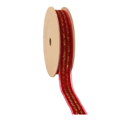 7/8"X10YD RED/GOLD METALLIC STRIPED RIBBON